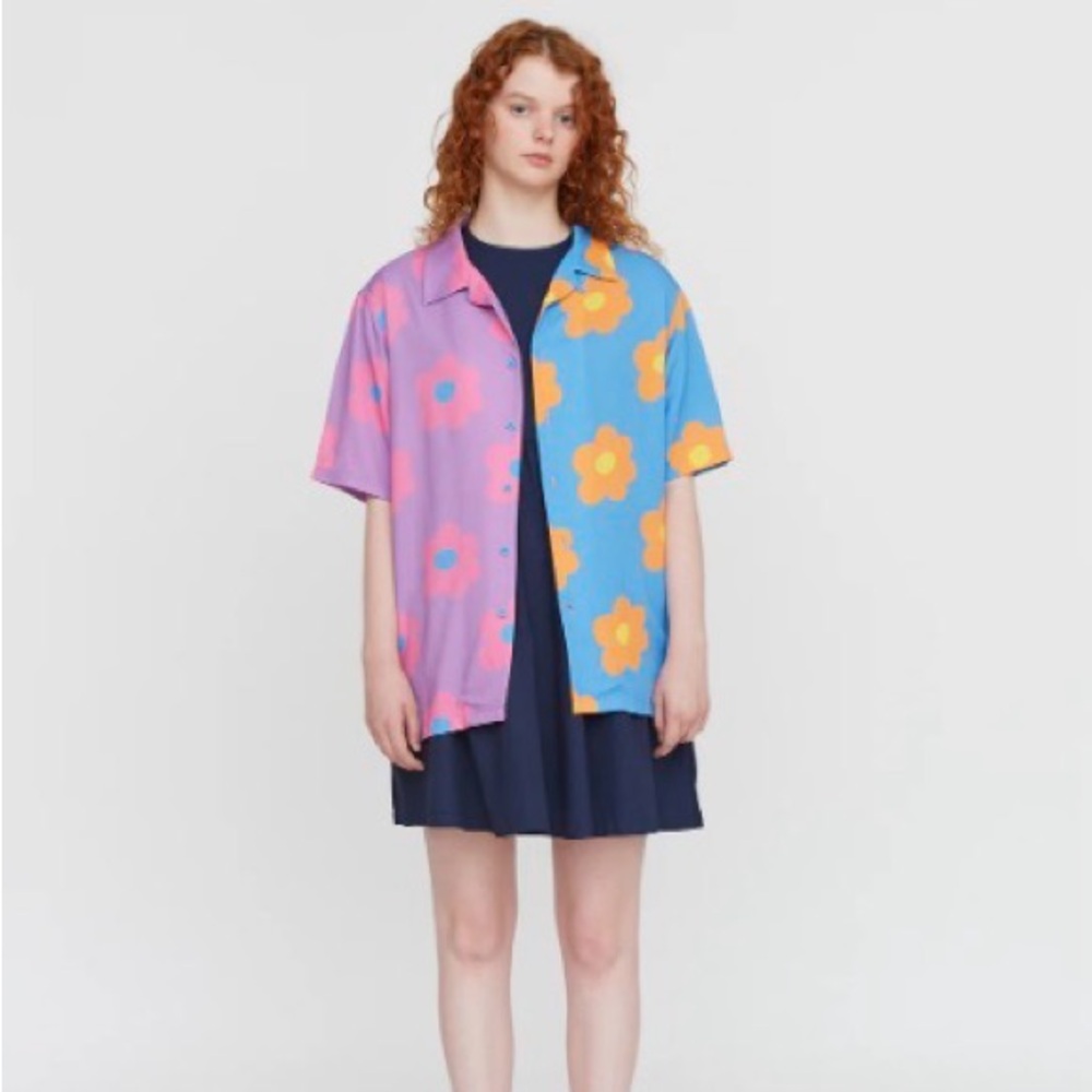 Lazy Oaf Picking Flowers Bowling S/S Button Top XXXL